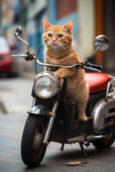 Katze auf Motorrad